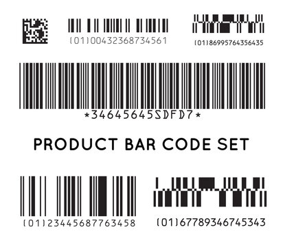 Bar code icon. Set of Modern Flat Barcode.  Can be use as a template for Products. Mockup. Vector.