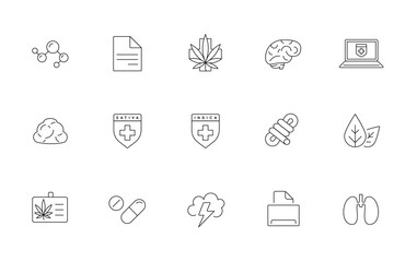 Cannabis Production and Shopping Product Icons, Growing. Vector.