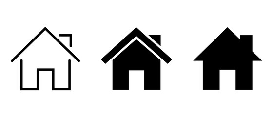 Vector home icons. House symbol. Set of real estate objects and houses black icons isolated on white background. © Bohdan