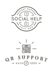 Set of Support Contact Center Service Elements and Assistance Support can be used as Logo or Icon. Vector.