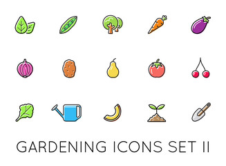 Set of Natural Agroecological Smart Gardening Icons. Eco Food. Vector Illustration Elements.