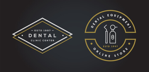 Set of Vector Dental Signs. Template Illustration. Stomatology Graphic Oral Elements.