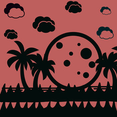vector illustration of a tropical island with palm trees