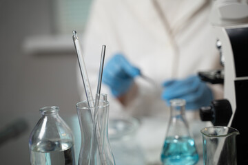 male lab technician conducts laboratory work