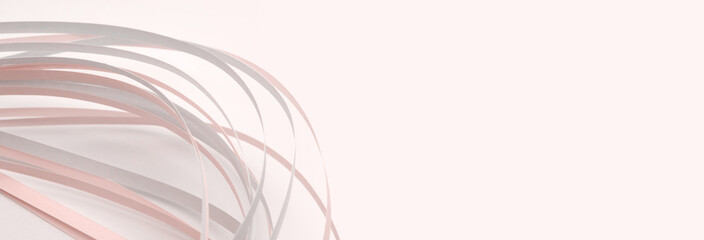 Naklejka premium Abstract pink and gray color strip wave paper horizontal background.
