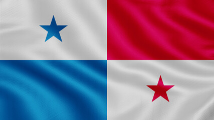 Flag of Panama. Realistic waving flag 3D render illustration with highly detailed fabric texture.