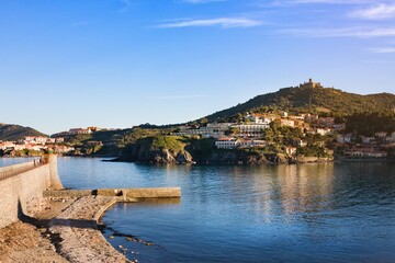 Collioure villagein sunny evening, Roussillon, Vermilion coast, Pyrenees Orientales