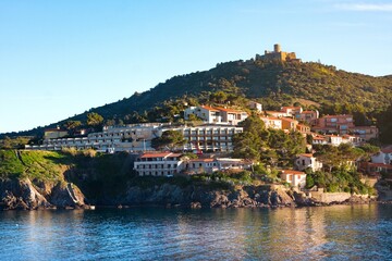 Collioure villagein sunny evening, Roussillon, Vermilion coast, Pyrenees Orientales