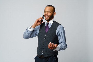 professional african-american business man talking on mobile phone
