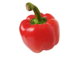 Ripe and juicy Bulgarian red pepper, on a white background