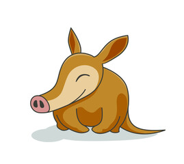 Aardvark  Cartoon Animal Isolated Ground Pig Africa