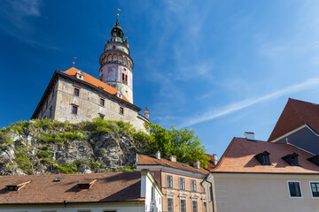 View of the town and castle of Czech Krumlov, Southern Bohemia, Czech Republic