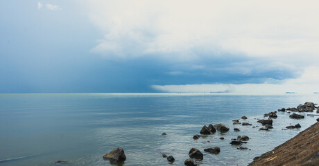 Rock on the seashore beautiful background