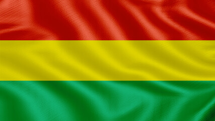 Obraz premium Flag of Bolivia. Realistic waving flag 3D render illustration with highly detailed fabric texture.