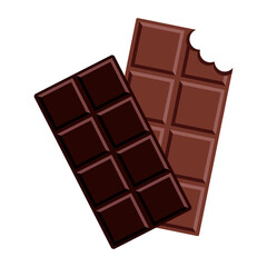 Chocolate icon. Chocolate on white background. Chocolate bar flat icon. Vector illustration.
