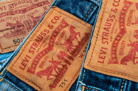 new LEVI'S jeans. LEVI'S is a brand name of Levi Strauss and Co, founded in  1853 Stock Photo | Adobe Stock