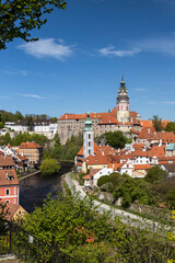 Fototapeta premium Widok na miasto i zamek czeskiego Krumlova, południowe Czechy, Czechy