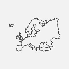 Europe map isolated on white background. Vector illustration.