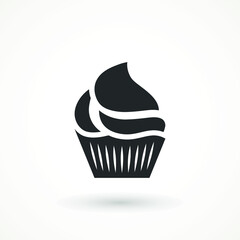 vanilla cream cupcake muffin icon illustration confectionery bakery pastry icon sign logo on isolated background Sweet food symbol