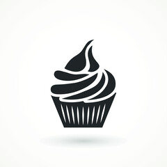 vanilla cream cupcake muffin icon illustration confectionery bakery pastry icon sign logo on isolated background Sweet food symbol