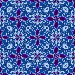 Seamless 3D illustration with precious stones with decorative elements.Regular pattern with glass elements. Luxury texture.