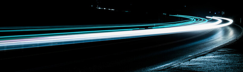 car lights at night. long exposure