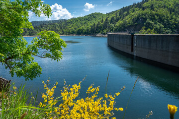 Fototapeta premium Genoa, Italy. The Gorzente lakes are a group of three artificial reservoirs of the Ligurian Apennines that feed the aqueducts of Genoa. Destination of the Genoese to walk in nature 