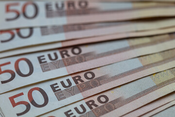 Fan of 50 euro banknotes