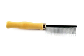 Dog grooming brush isolated on white background.