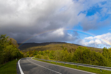 Rainbow in Jesenik mountains, Northern Moravia, Czech Republic