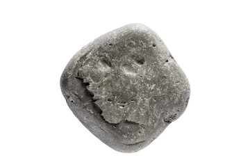 Big natural grey square shaped stone isolated on white