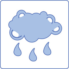  vector cloud and raindrops. the cloud is crying. Isolated object on a white background. weather forecast. logo, icon, symbol