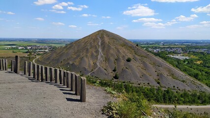 View of waste heap number 74 one of the tallest in Europe memory of mining industry