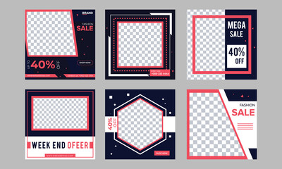 Social media template banner blog fashion sale promotion. fully editable instagram and facebook square post frame puzzle organic sale poster. element shape vector background