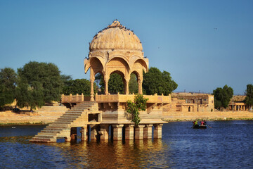 gazebo house in the middle of the lake, Jaisalmer, India