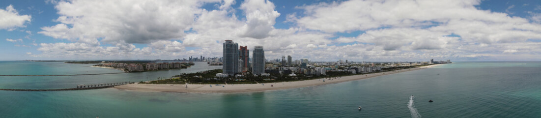 Aerial panorama Miami Beach South Pointe pier