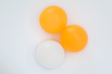 Ping pong balls for table tennis close-up. top view