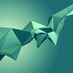 3d render, digital illustration, abstract faceted metallic background, geometric wallpaper, mint green crystals