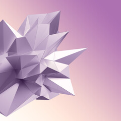 3d render, digital illustration, abstract futuristic background, geometric polygonal shape, pink crystal, faceted metallic surface