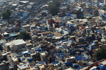 Jodhpur city from a height, small houses, India