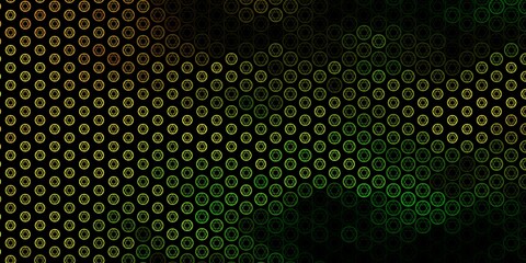 Dark Green, Yellow vector texture with religion symbols.