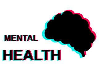 Mental health, illness ,brain development ,medical treatment  concept,  shape of brain with 3D color and message “  Mental health on white background  , vector illustration