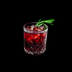 fresh alcohol coctail with fruits on the black background