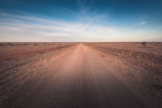 Dirt Road Crossing Mundi Mundi Plains In New South Wales