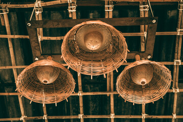 lamp made by bamboo is a part of handicraft decor in resort