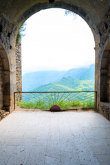 Scenic view of mountains and gorge from Tatev Monastery, Armenia