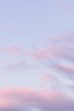 Magic pink sunset clouds sky. Golden hour sky