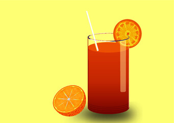 glass of orange juice with orange slice