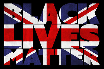 A Black Lives Matter (#BLM) graphic illustration for use as poster to raise awareness about racial inequality and prejudice against BAME people in the UK
