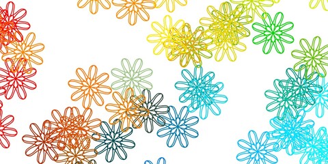 Light Blue, Yellow vector doodle template with flowers.